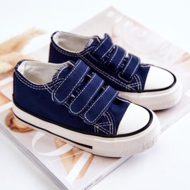 Kinder-Turnschuhe mit Klettverschluss Marineblau Bernie 2