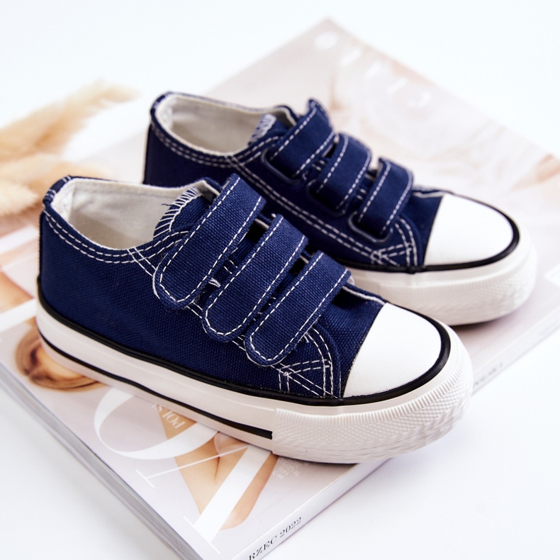 Kinder-Turnschuhe mit Klettverschluss Marineblau Bernie 2