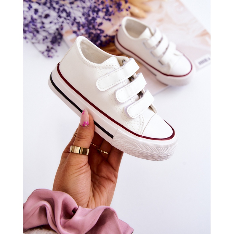 Kinder-Leder-Turnschuhe Turnschuhe mit Klettverschluss Weiß Foster 1