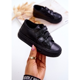 Kinder-Leder-Turnschuhe Turnschuhe mit Klettverschluss Schwarz Foster 1