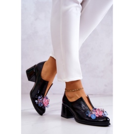 PA2 Glatte Lederschuhe mit schwarzer Delaver-Dekoration 2