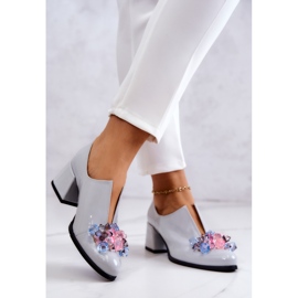 PA2 Glatte Schuhe aus lackiertem Leder mit grauer Delaver-Dekoration 2