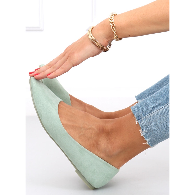 Ballerinas aus glattem Wildleder in Pari Green grün 1