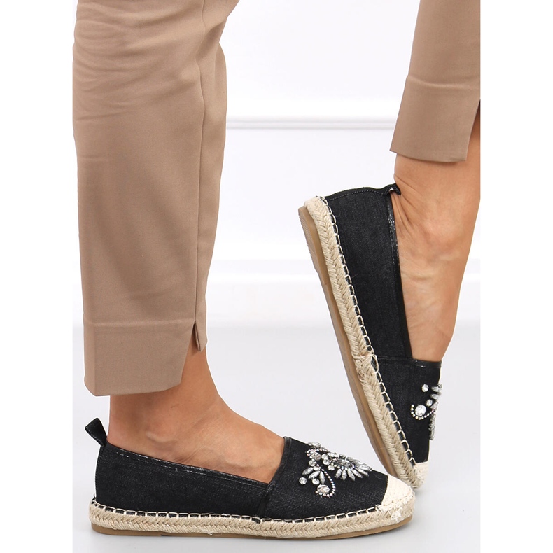Espadrilles mit Birbal Black-Steinen schwarz 1