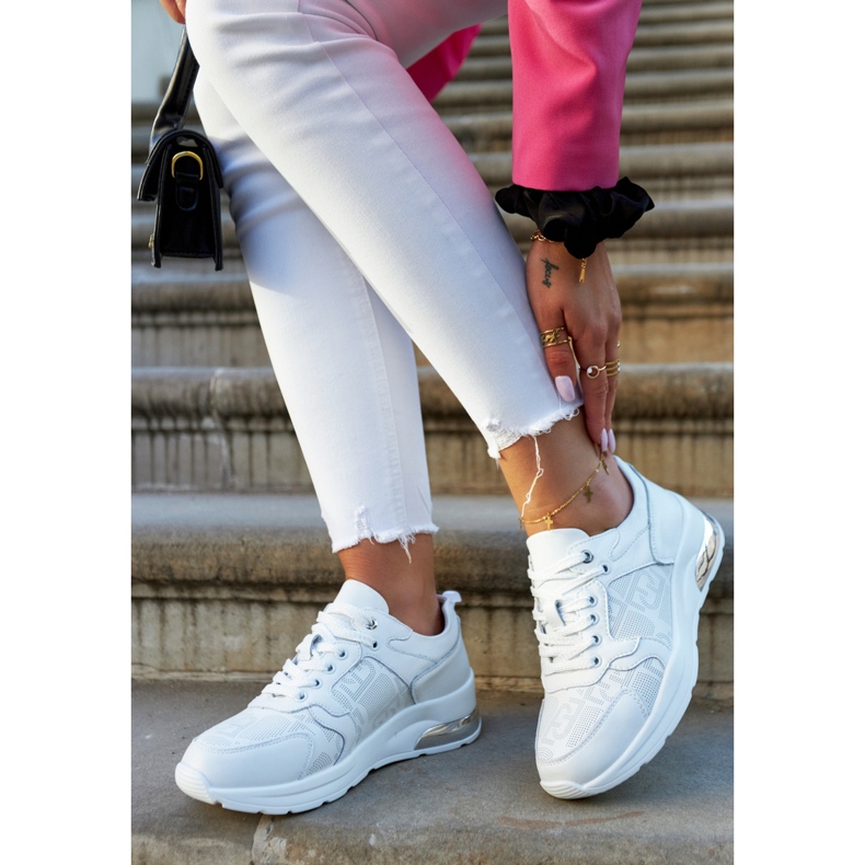 S.Barski Damen-Sneakers mit Keilabsatz aus Leder Weiß Phiness 1