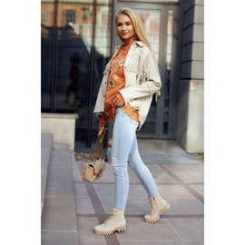 S.Barski Trapper-Stiefel aus Wildleder mit hellgrauen Layden-Nähten beige 1