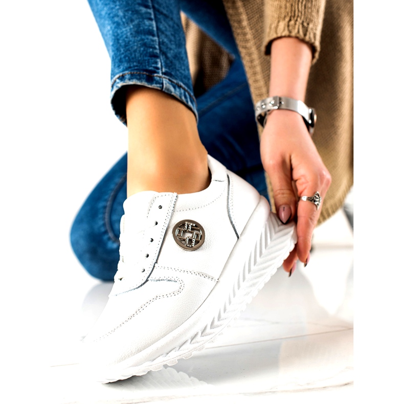 Damen Sportschuhe gebunden Filippo DP3547 / 22 WH Weiß silber- 2