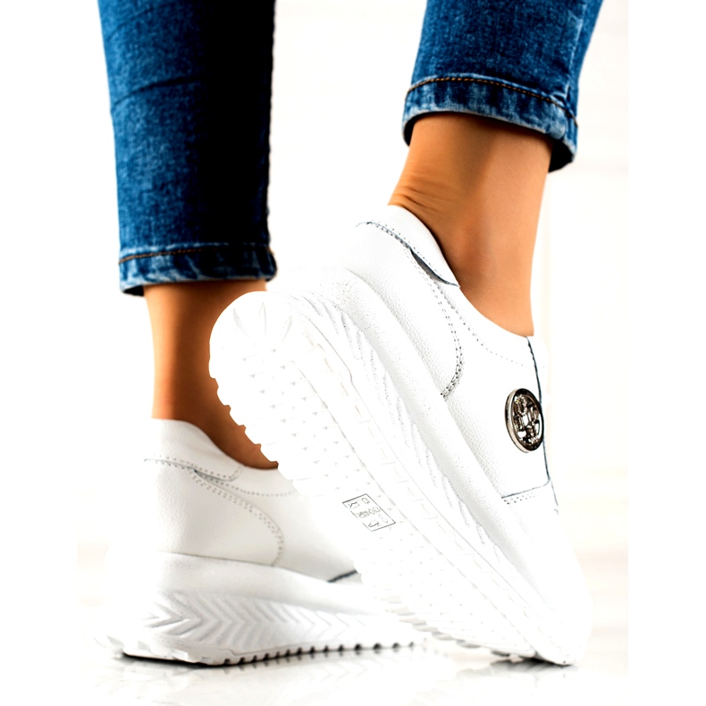 Damen Sportschuhe gebunden Filippo DP3547 / 22 WH Weiß silber- 3