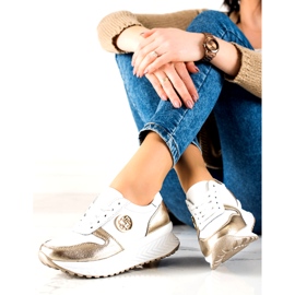 Damen Sportschuhe gebunden Filippo DP3547 / 22 WH GO Weiß golden 3