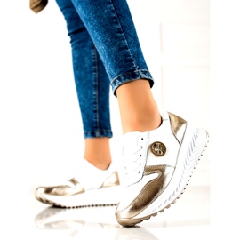 Damen Sportschuhe gebunden Filippo DP3547 / 22 WH GO Weiß golden 1