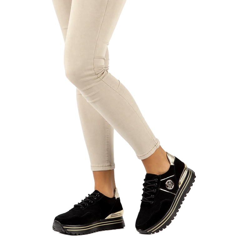 Lederturnschuhe Filippo DP3538 / 22 BK GO schwarz 4