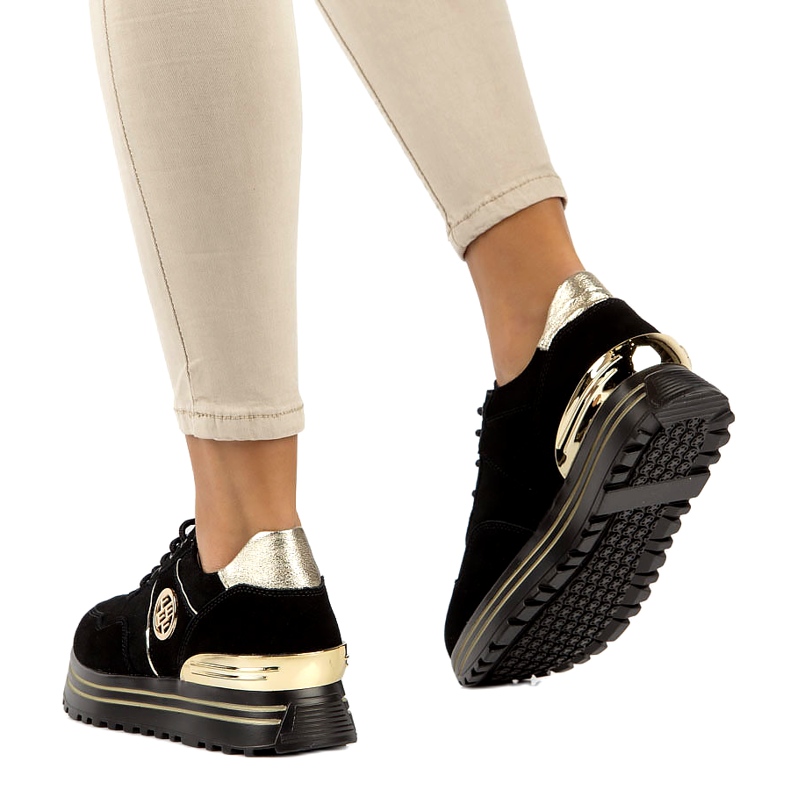 Lederturnschuhe Filippo DP3538 / 22 BK GO schwarz 2