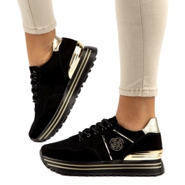 Lederturnschuhe Filippo DP3538 / 22 BK GO schwarz 1