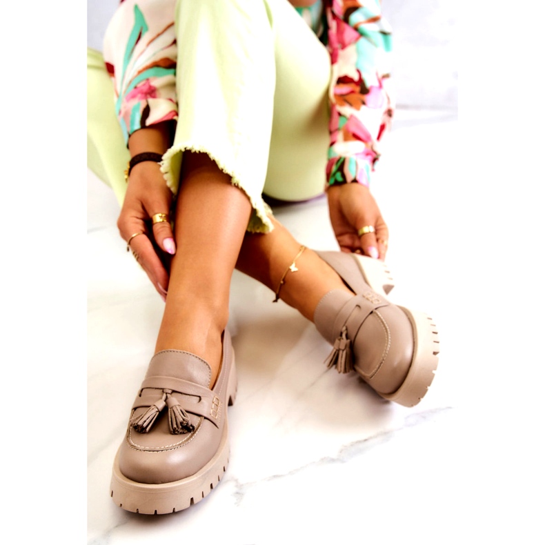 Damen Lederschuhe Fransen Maciejka 05497-04 Beige 1