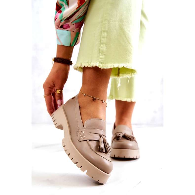 Damen Lederschuhe Fransen Maciejka 05497-04 Beige 2