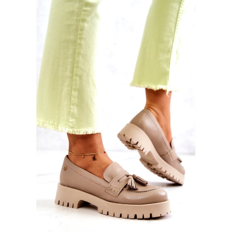 Damen Lederschuhe Fransen Maciejka 05497-04 Beige 3