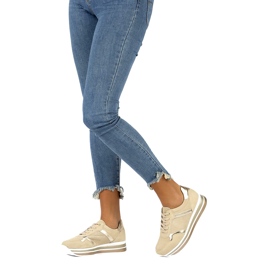 Leder Wildleder Turnschuhe Filippo DP2004 / 21 BE beige golden 2