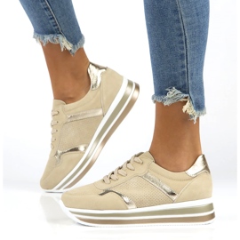 Leder Wildleder Turnschuhe Filippo DP2004 / 21 BE beige golden 1