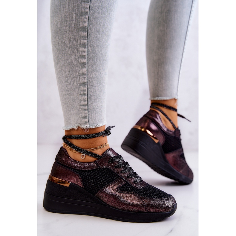 Sneakers aus Leder mit Keilabsatz und Mesh S.Barski Black schwarz 2