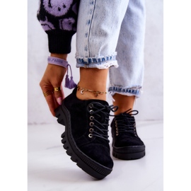 S.Barski Damen Wildlederschuhe gebunden schwarz Mayson 1