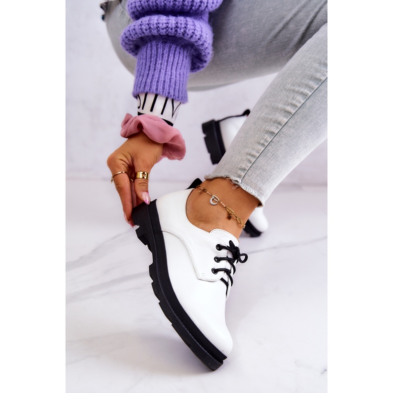 S.Barski Klassische Damen Brogues Oxford Weiß Colton 1