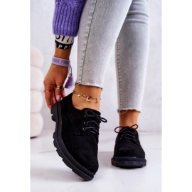 S.Barski Damen Oxfords Wildleder Klassische Schuhe Schwarz Colton 1