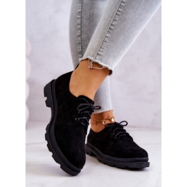 S.Barski Damen Oxfords Wildleder Klassische Schuhe Schwarz Colton 2