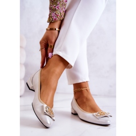 PA2 Ballerinas aus Leder mit Joliet-Dekoration in Weiß und Gold golden 2