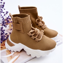 FR1 Kindersportschuhe High Socke Beige Nickie 1