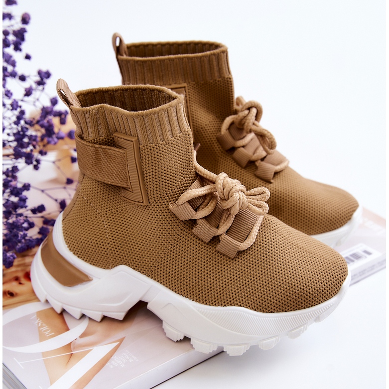 FR1 Kindersportschuhe High Socke Beige Nickie 1