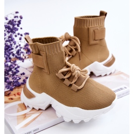 FR1 Kindersportschuhe High Socke Beige Nickie 2