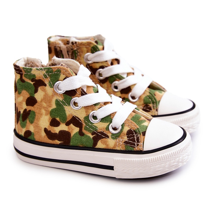 Hohe Kindersneaker Beige-Grün Filemon 1