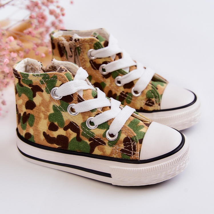 Hohe Kindersneaker Beige-Grün Filemon 2