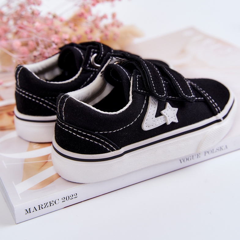 FR1 Klassische schwarze Phiris-Sneakers mit Klettverschluss für Kinder 2