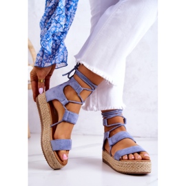 FW1 Gebundene Damensandalen auf der Amrillo Blue Platform blau 2