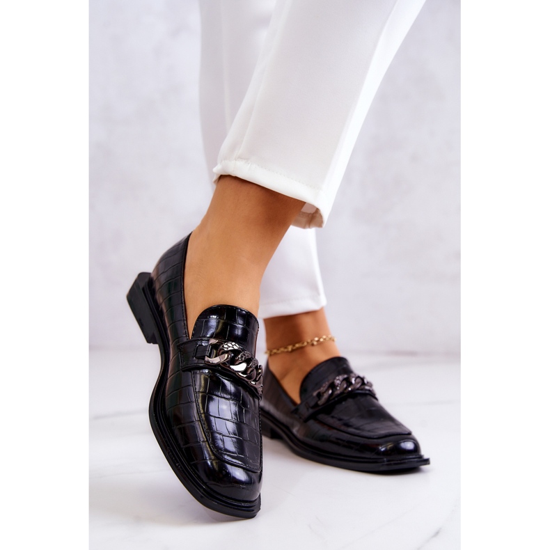 Vinceza Leder-Loafer Loafer mit schwarzer Killen-Kette 2