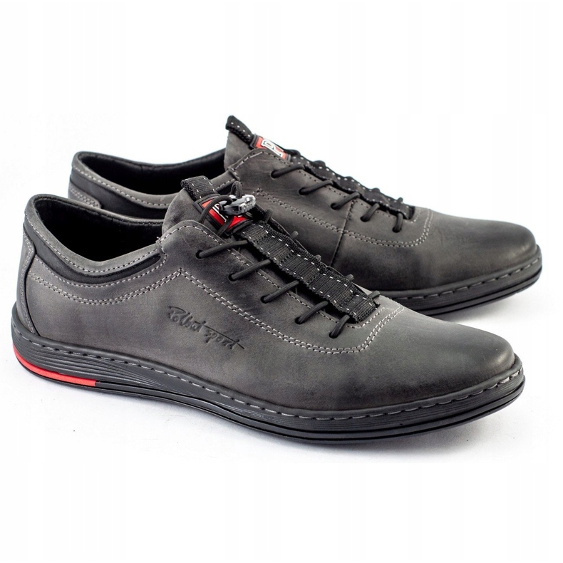 Polbut Herren Leder Freizeitschuhe K23 grau 1