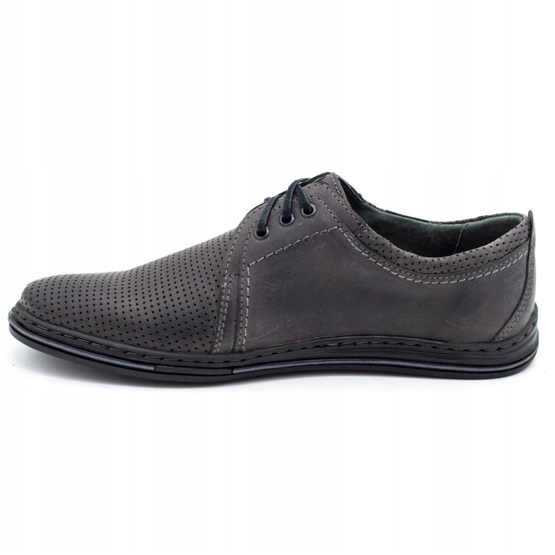 Polbut Herren Lederschuhe 343p perforiertes Grau 1