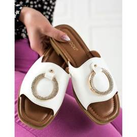 W. Potocki Weiße Hausschuhe mit Potocki-Ornament 1