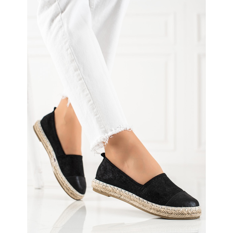 TRENDI Schwarze Espadrilles mit Glitzer 2