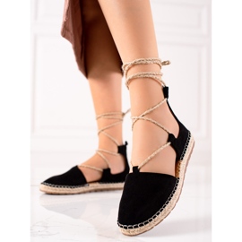 Lucky Shoes Gebundene schwarze Espadrilles 1