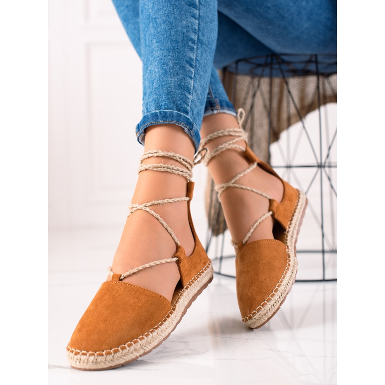 Lucky Shoes Gebundene Kamel-Espadrilles braun 1