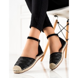 Anesia Paris Geflochtene Espadrilles mit Schnalle schwarz 2