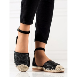 Anesia Paris Geflochtene Espadrilles mit Schnalle schwarz 1