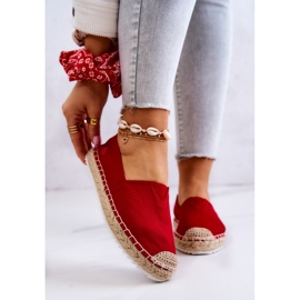 Rote Espadrilles auf einer geflochtenen Sohle Big Star HH274494 1