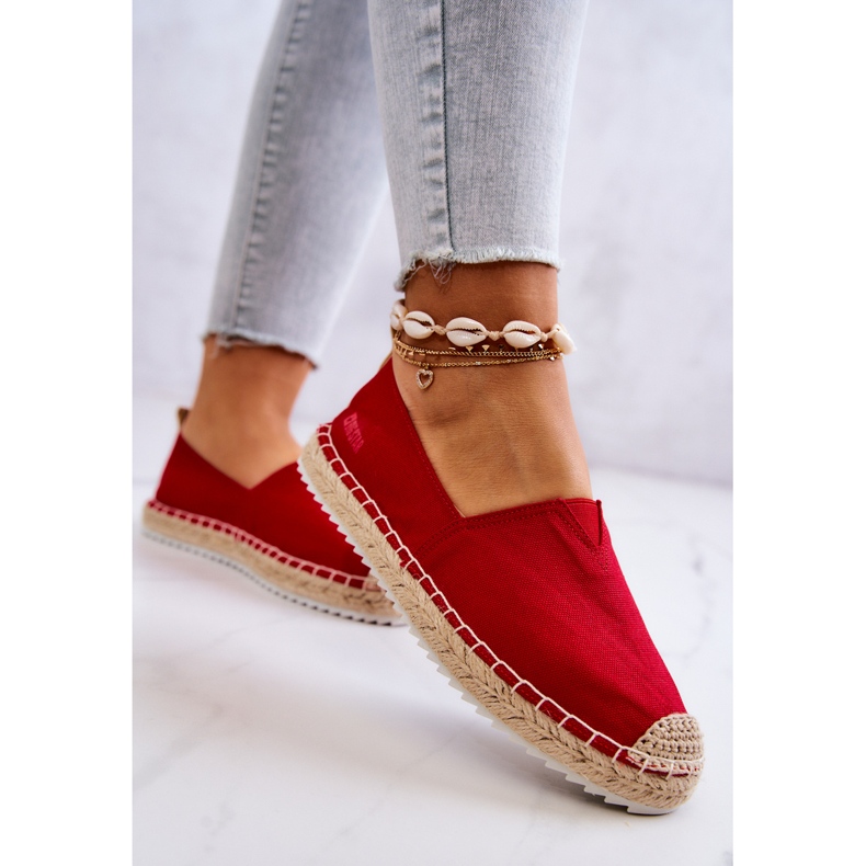 Rote Espadrilles auf einer geflochtenen Sohle Big Star HH274494 2