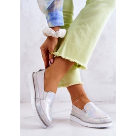 Damen-Sneaker aus Leder Slip-On S.Barski Holographic Silver silber- 2