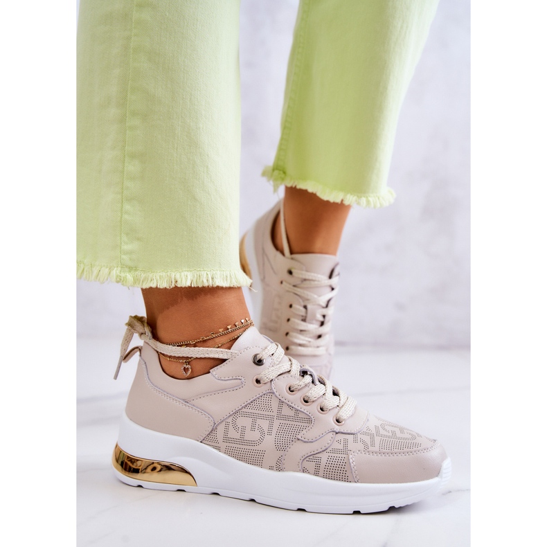 S.Barski Keil-Sneakers aus Leder für Damen Beige Phiness 2