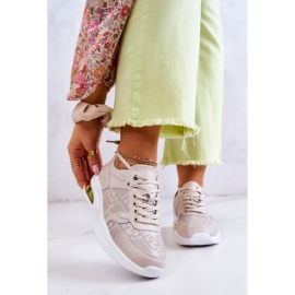 S.Barski Keil-Sneakers aus Leder für Damen Beige Phiness 1