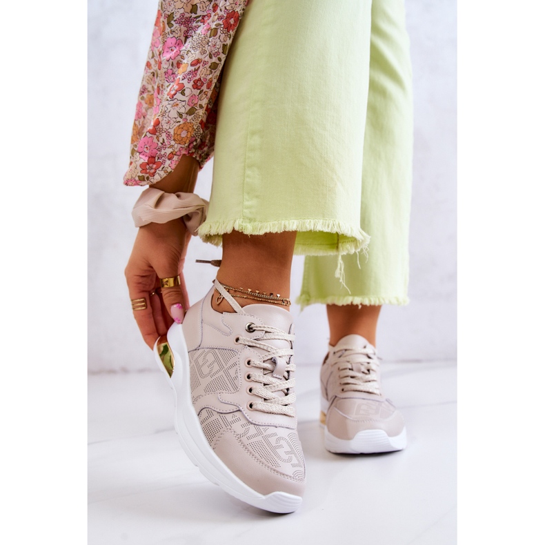 S.Barski Keil-Sneakers aus Leder für Damen Beige Phiness 1